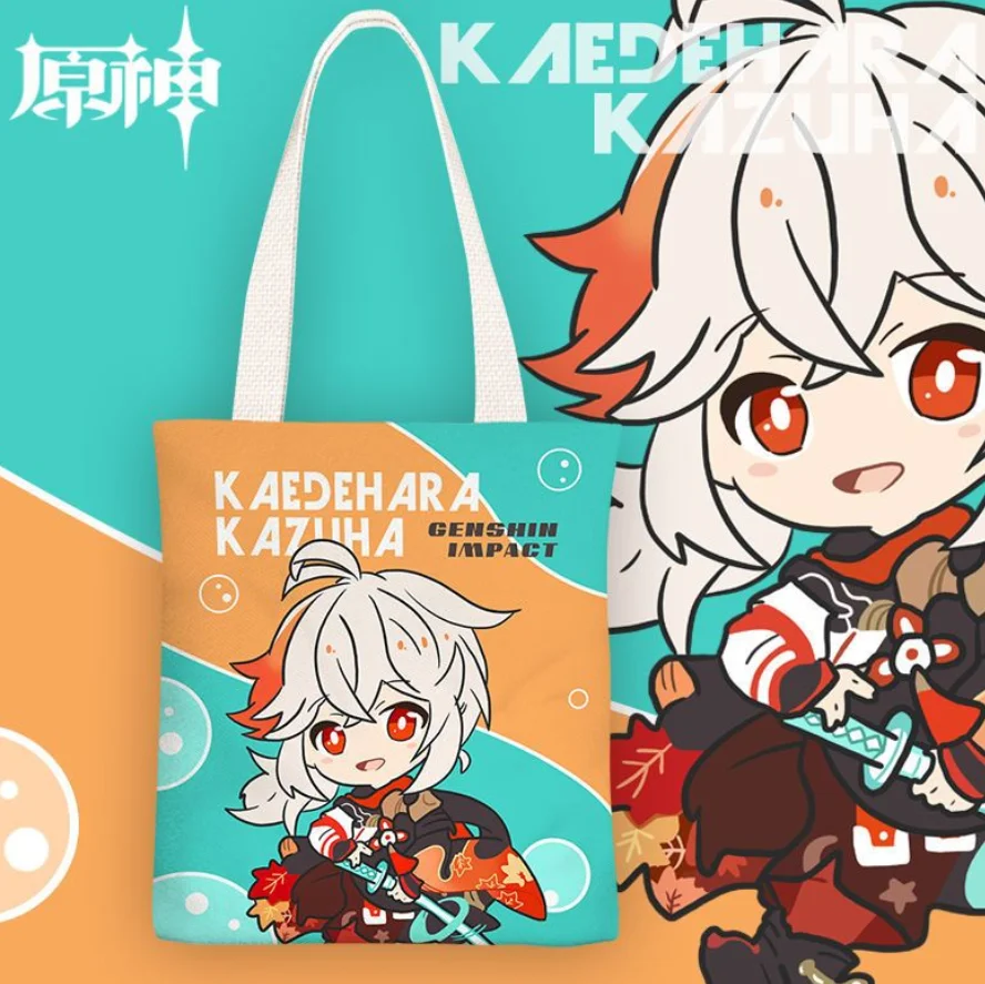 Gioco Genshin Impact Canvas Bag Kamisato Ayaka Kaedehara Kazuha Sangonomiya Kokomi Cartoon stampato zaino Shopping Bag