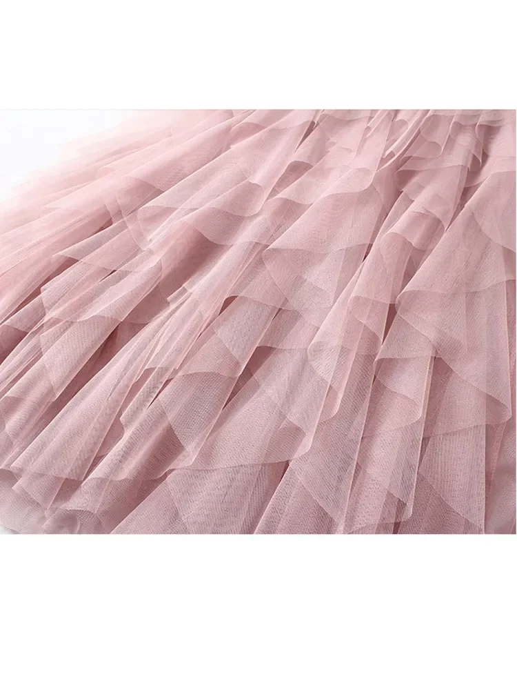 Tigena tutu tule longo maxi saia feminina moda 2023 coreano bonito rosa cintura alta saia plissada malha feminina senhora estética faldas