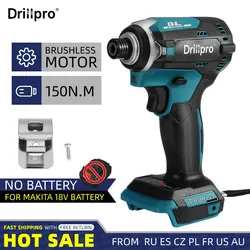 Drill pro 1/4 in Brushless Screwdriver Electric Drill Cordless Impact Driver   Screwdriver Power Tool for  18V Battery