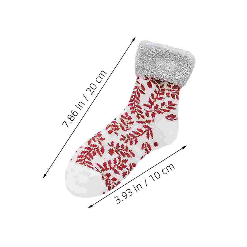 2 Pairs Fall to The Ground Fleece Warm Socks Padded Slippers for Holiday Casual Crew Acrylic Winter