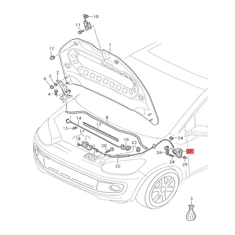 Car Hood Release Grip Handle & Bracket for-Polo Golf 5 6 Passat B6 B7 CC Jetta Tiguan Q3 UP 1K1823633B 1J1823533C LHD