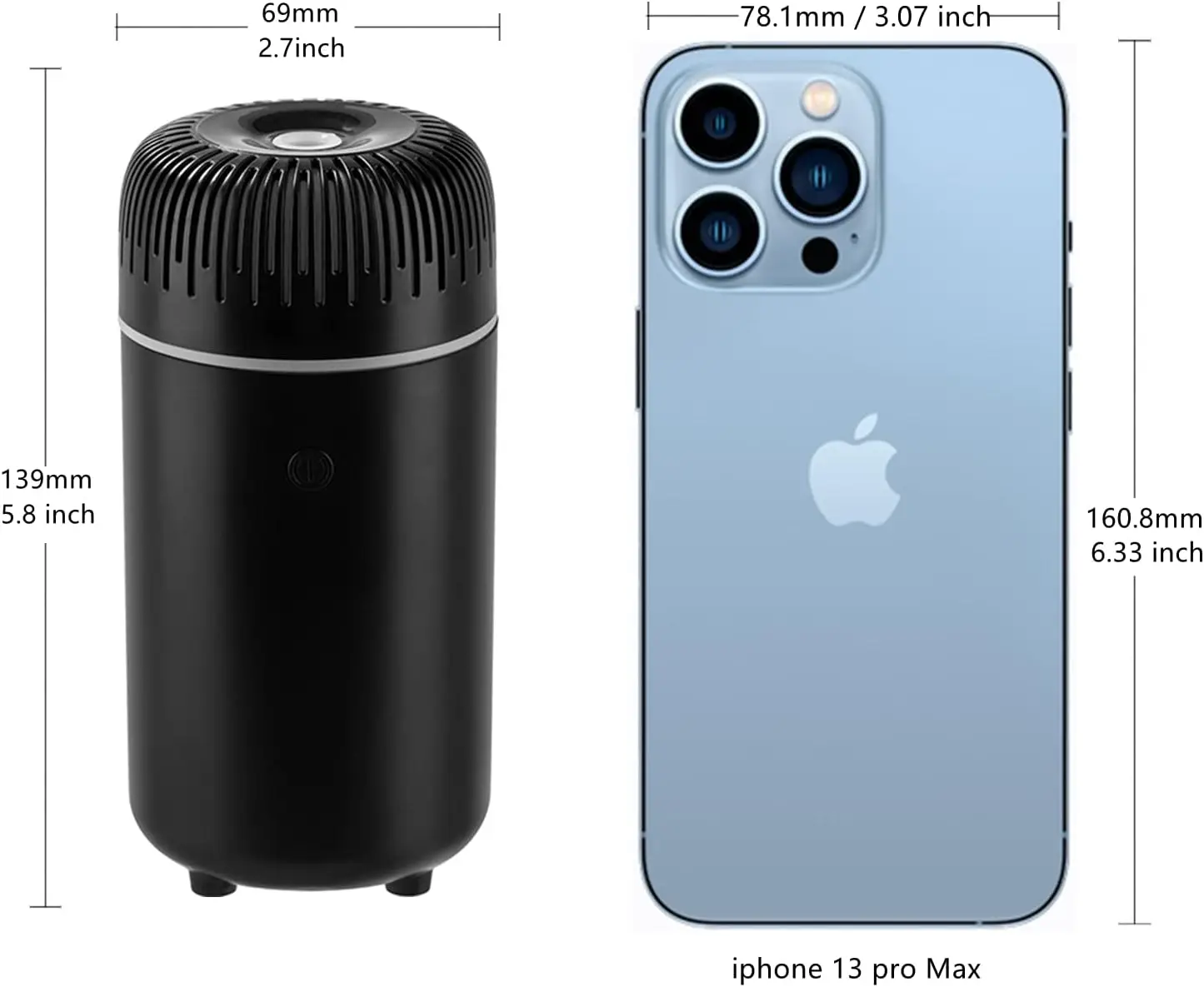 Black Car Essential Oil Diffuser - Portable, 7 Color, USB Humidifier For Office & Bedroom And Car