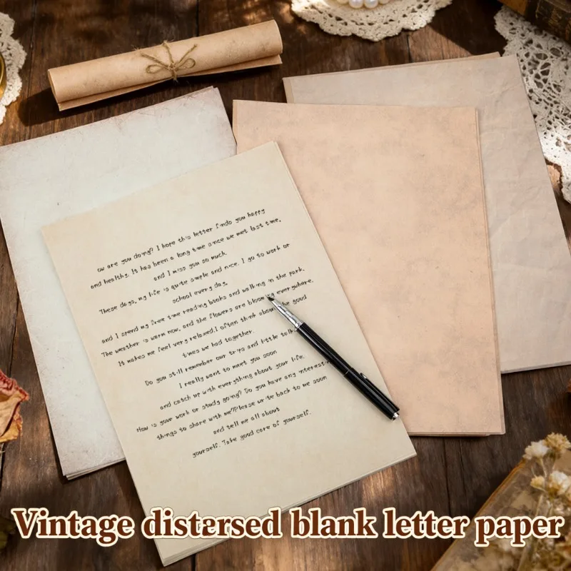 A4 Distressed Vintage Letter Sheet, Blank Printable Stock, Elegant Eye-catching Texture, Handwritten Love-note Folio, Journal