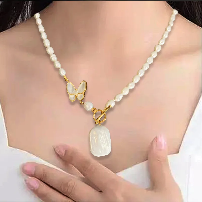 Simple Special-Interest Design Butterfly Pearl Necklace Sweater Chain All-Match Fashion FashioninsFresh style