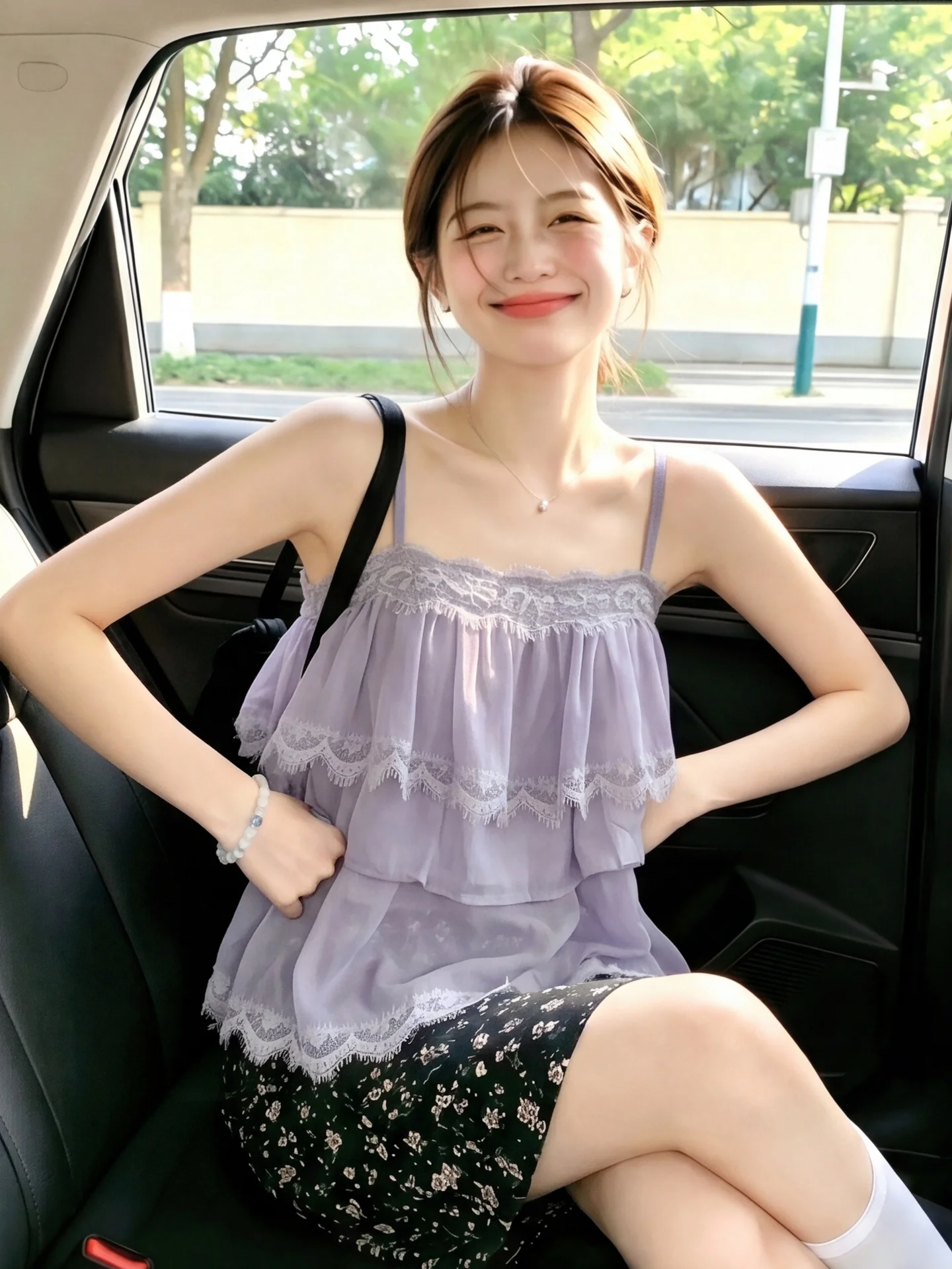 

Purple Diamond Mesh Lace Backless Crop Top Women's Summer New Style Fashionable Transparent Splice Strapless Vest Blouse