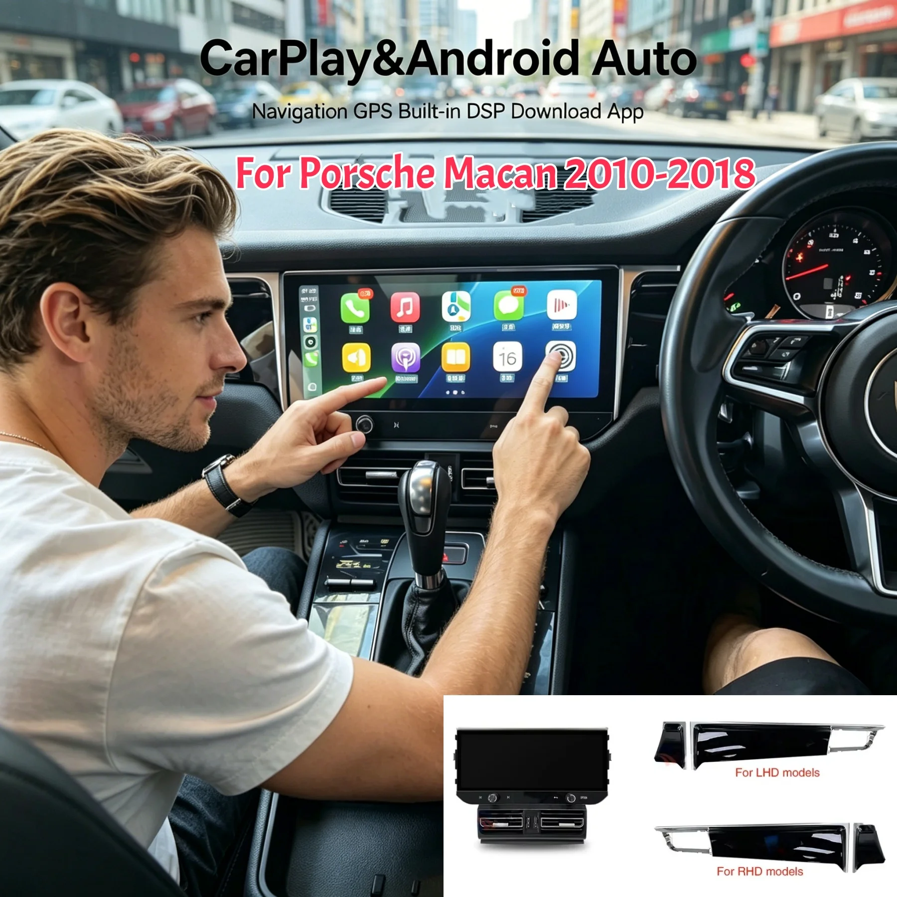 

12.3 CarPlay Auto Android For Porsche Macan 2011-2018 QLED Touch Screen Car Radio GPS Player Navigation Autoradio Wifi Bluetooth