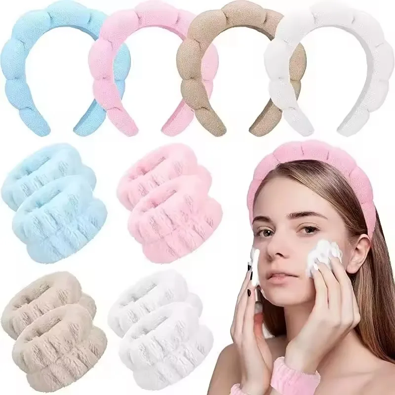 3pcs Washing and Hair Accessories for Women Washing and Bathing Cloud Sponge Hair Bands Makeup and Makeup Removal Headbands