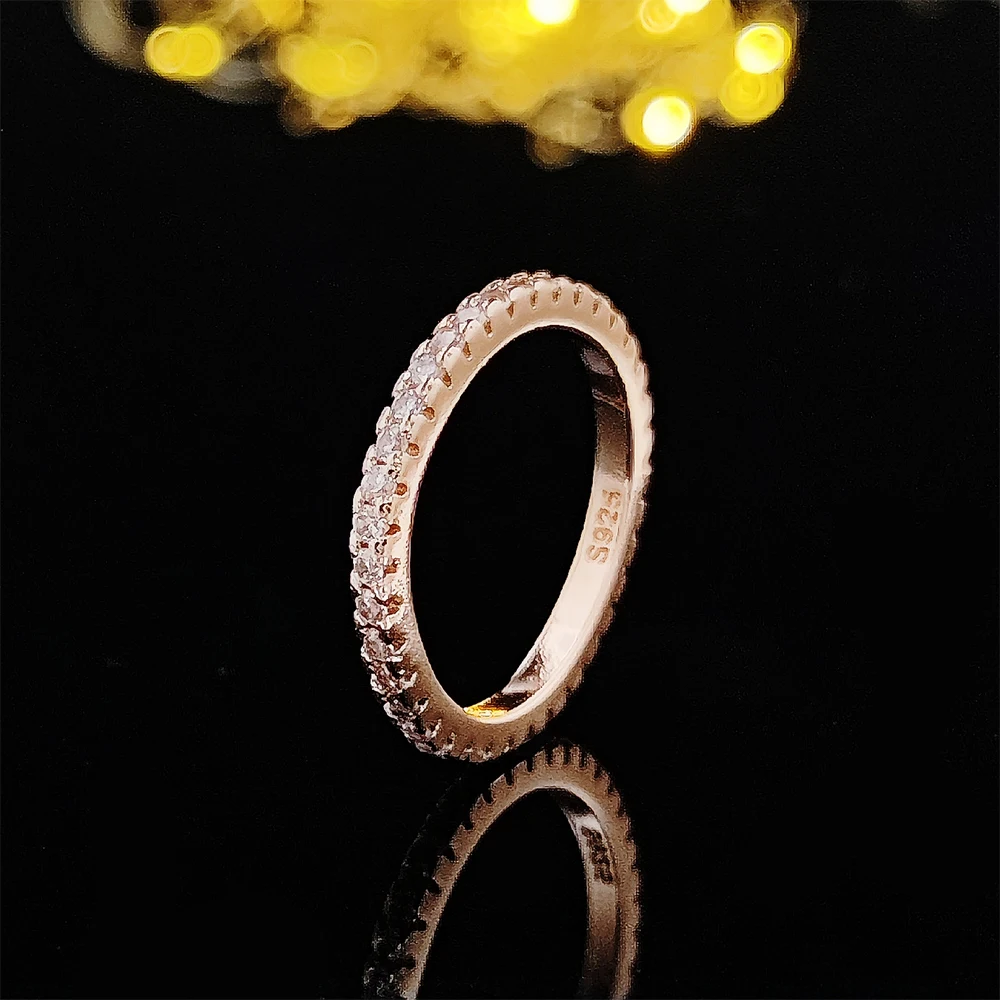 Fashion Eternity Band Ring S925 Sterling Silver Rose Gold Filled Wedding Engagement For Women Friends Tail Nail Ring Wholesale