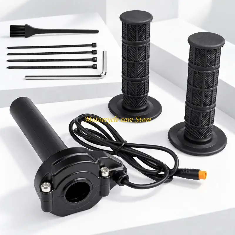 U75F Rubber Handlebar Grip and Corded Electronic Twist Throttles Set