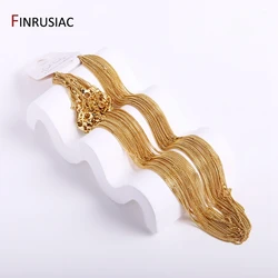 18K Gold Plated 45cm Necklace Chains For Jewelry Making 3 Types Brass Metal 0.8mm/1.3mm/1.4mm Chains For Necklace Making