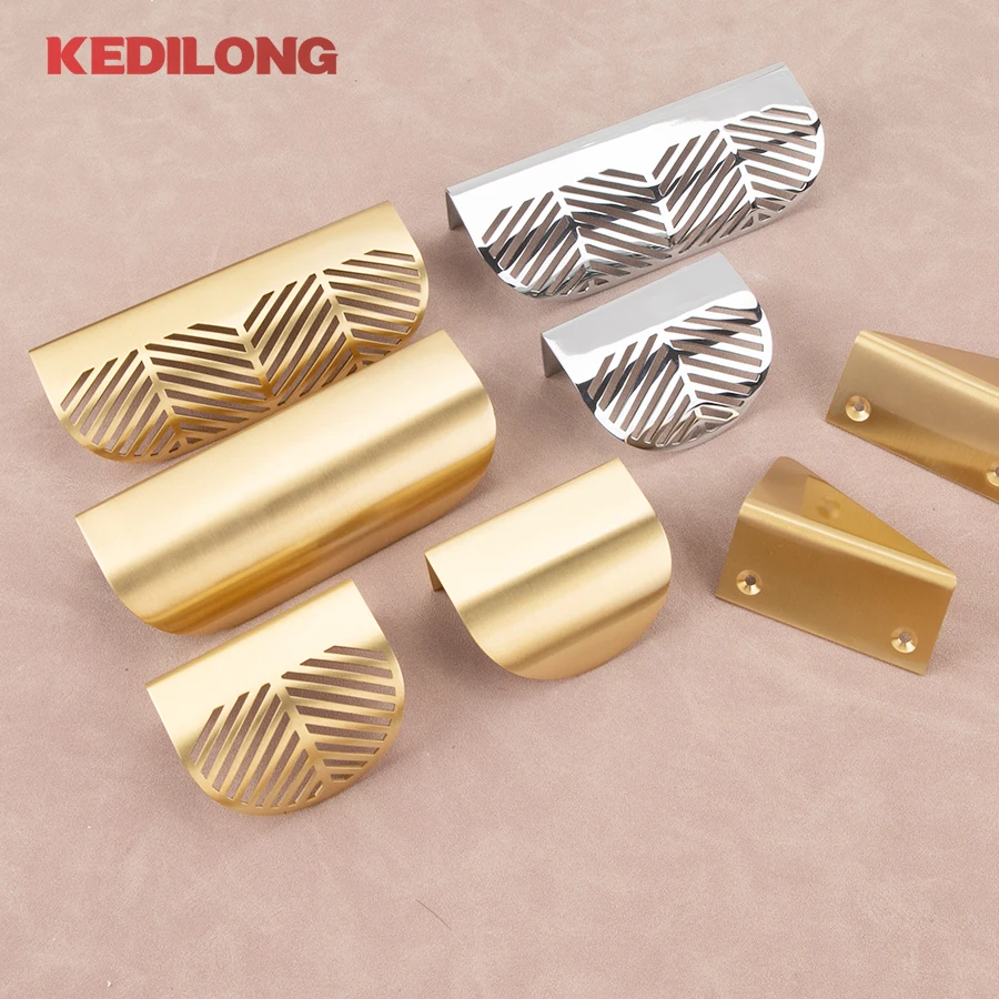 KEDLO Gold Leaf Wardrobe Handle Custom Leaf Shape Drawer Handle Leaf hollow Handle For Furniture Cabinet Wardrobe Drawer handle