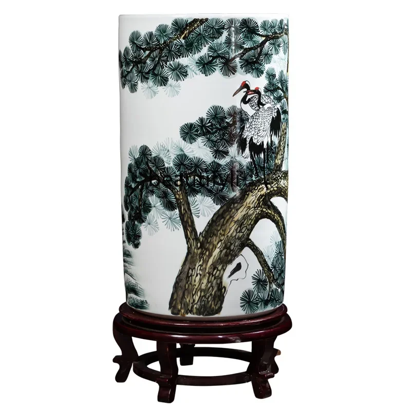 l Jingdezhen Ceramics Painting and Calligraphy Cylinder Scroll Cylinder  Ink Vase Study Scroll Holder Storage Bucket Ornaments