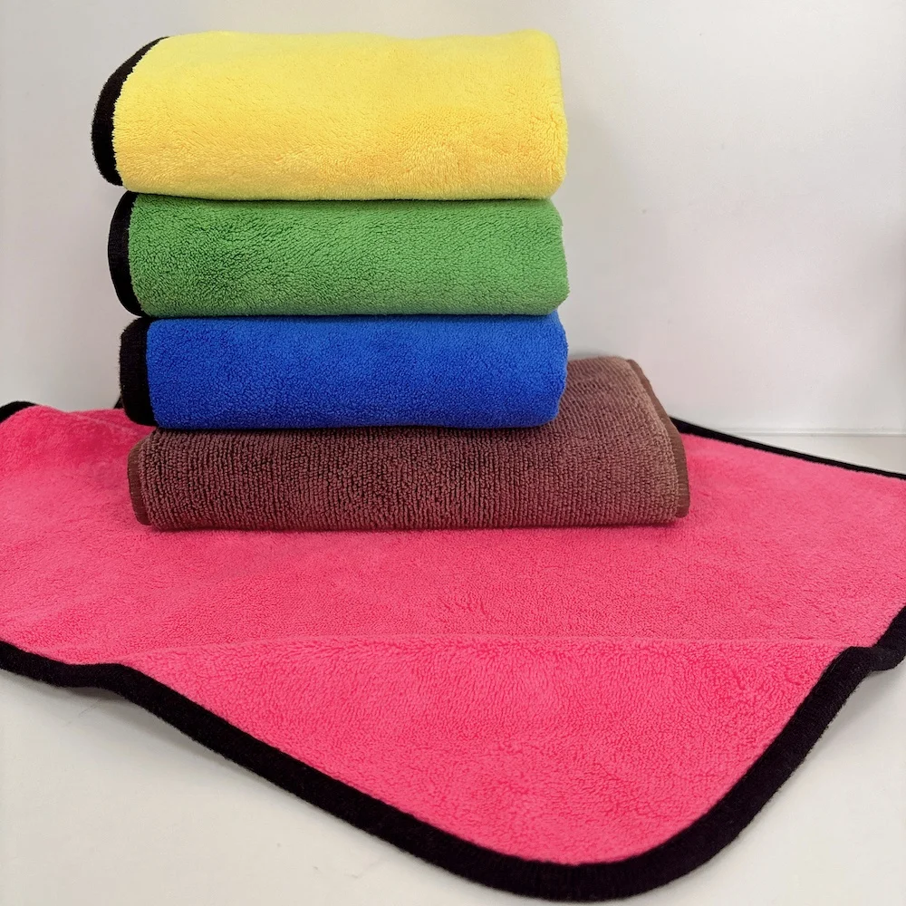 Serviettes de nettoyage et de séchage en microfibre à séchage rapide 30x30 30x40 30x60 pour lavage de voiture, technique tissée