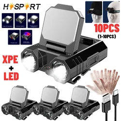 XPE LED Hat Clip Light Induction Headlamp Head Torch Led Rechargeable Head Flashlight Cap Light Outdoor Fishing Camping Lantern