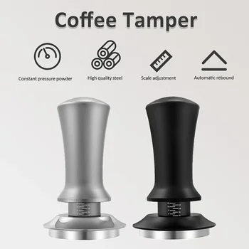 Coffee Tamper 51/53/58mm Adjustable Constant Pressure Stainless Steel Coffee Powder Hammer with Scale Espresso Maker Accessories