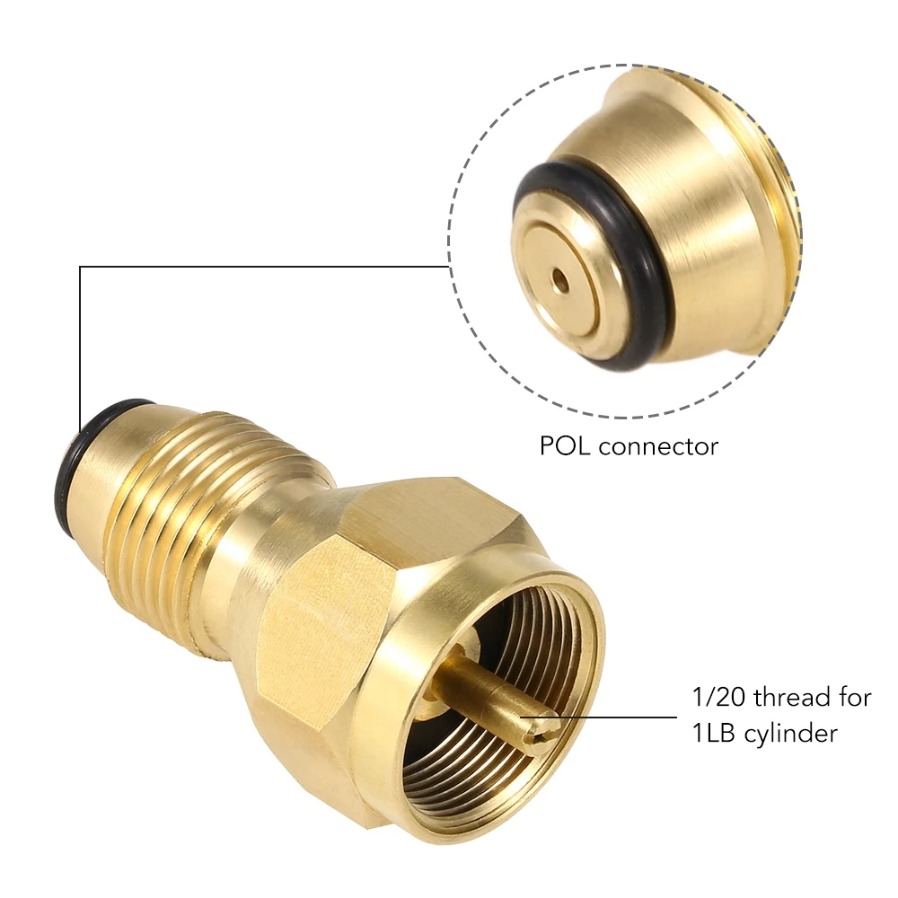 Safety POL Adapter Propane Refill Adapter Solid Brass Regulator Valve LPG Tank Refiller Canister Fill Coupler for 1LB Small Cyli
