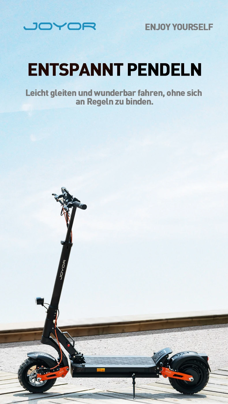 JOYOR T6E (ABE) Elektroroller für Erwachsene, 20 km/h Höchstgeschwindigkeit, 70 km Reichweite, 500W Motor, 48V 18Ah Akku, 10 Zoll Reifen, E-Scooter – Detail 3