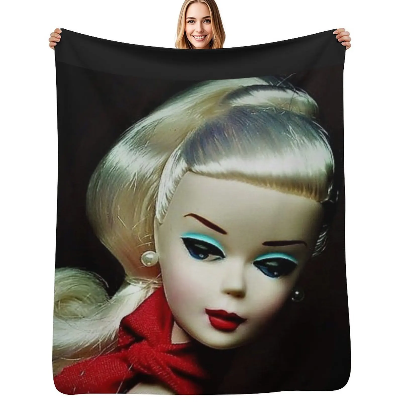 60s digital art diva doll vintage print mask poster mysticladyart Throw Blanket Outdoor Soft Blanket for Picnic Beach Camping