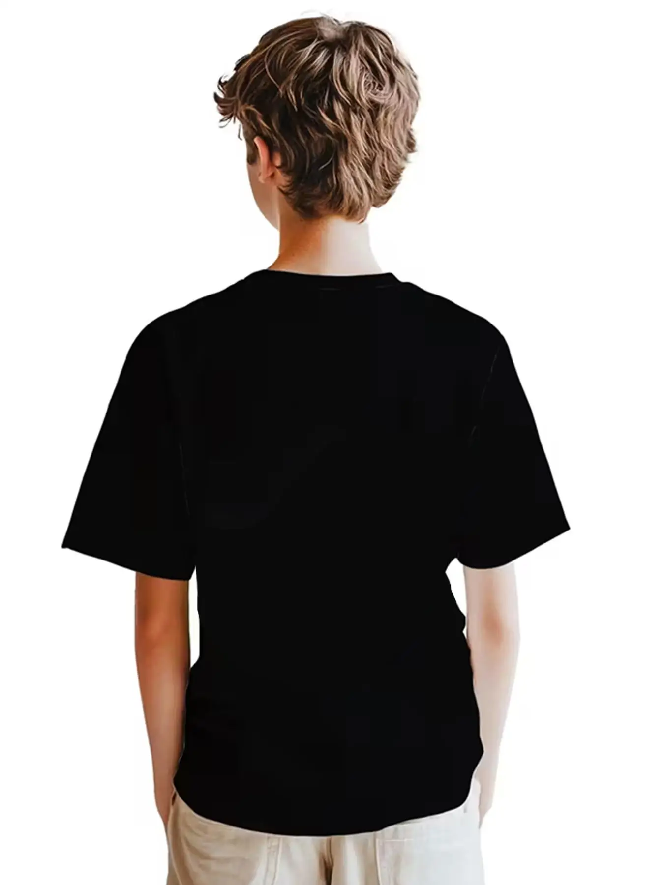 Black Six Seven Pattern Printed 1-Piece Casual Sports Short-Sleeve Children's Solid Color Clothing Suitable for Christmas 2026 New Year, Versatile for Home and Outdoor Wear