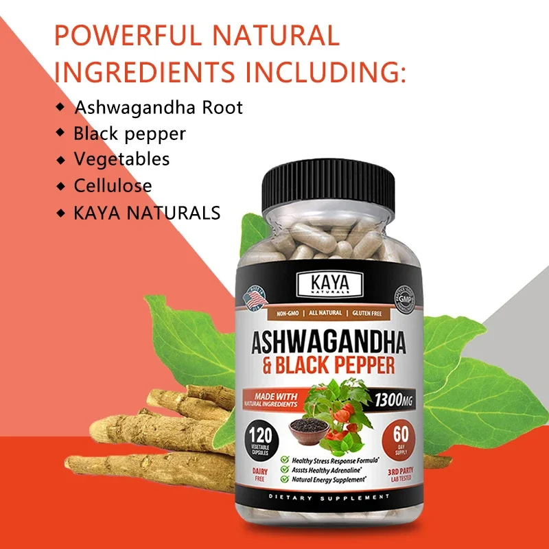 Natural Organic Ashwagandha Root Extract - Stress Support, Mood Soothing, Focuses Energy and Vitality, Replenishes Energy