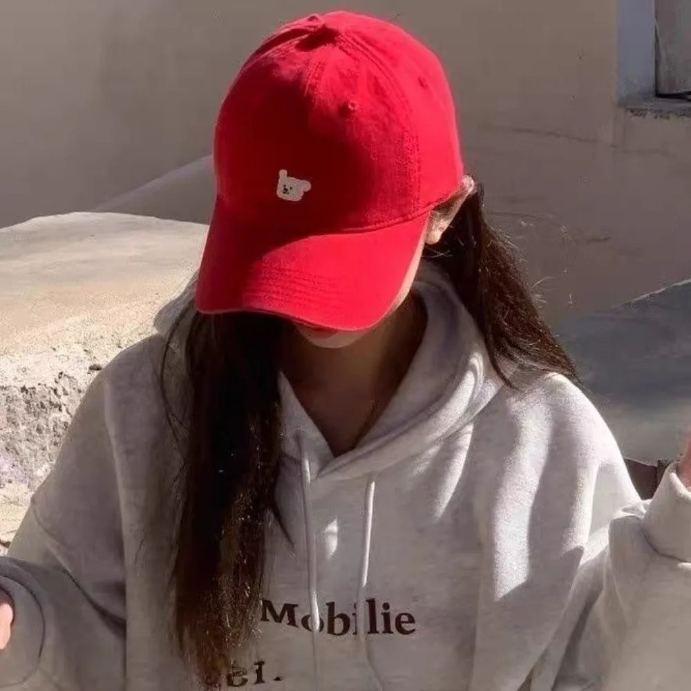 Berretto da ricamo per cuccioli coreani casual tinta unita versatile uomo donna berretto da baseball visiere per cappello snapback in cotone dolce