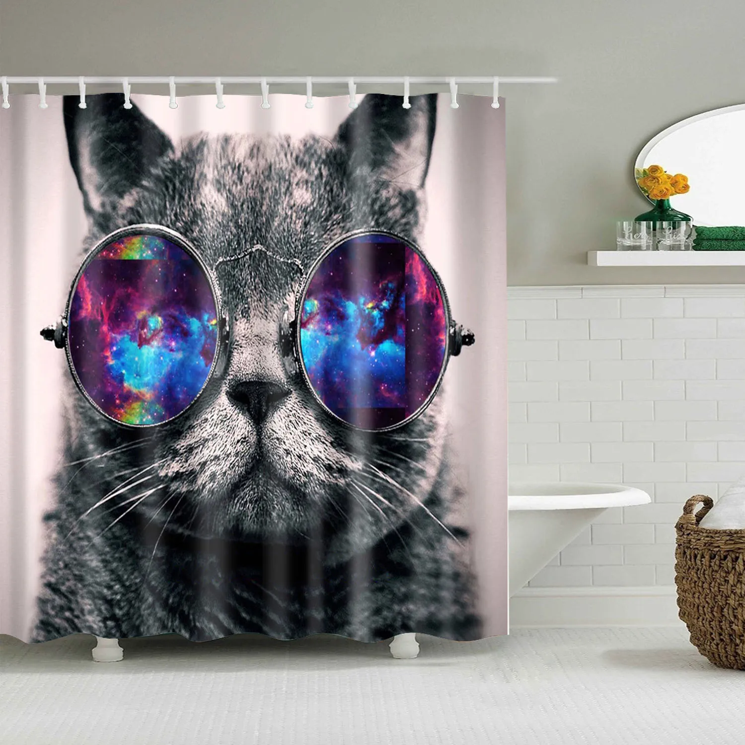 Cute Animal Print Shower Curtain Polyester Waterproof cortina de la ducha