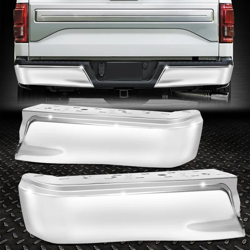 

US For 2015 2016 2017 2018 2019 2020 Ford F150 Chrome Rear Bumper End Caps w/o Parking Sensor Holes Pair