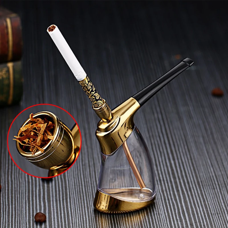 Removable to Clean Classic Water Smoke Pipe HD803 Portable Reducing Tar Cigarette filter Recyclable Tobacco Pipe Gift for Men