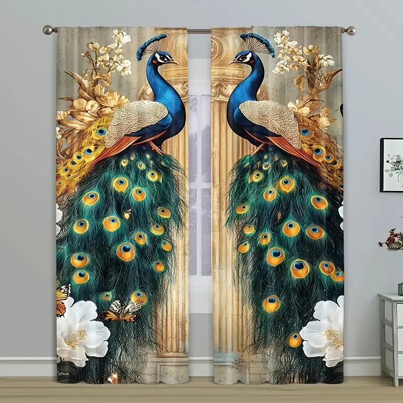 

Modern European peacock - pole bag curtains, bedroom and living room decoration, home decoration, living room decoration