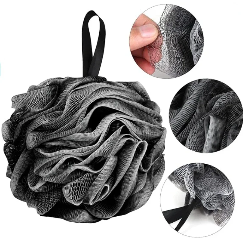 1pc Shower Mesh Foaming Sponge Exfoliating Scrubber Black Bath Bubble Ball Body Skin Cleaner Cleaning Tool Bathroom Accessories