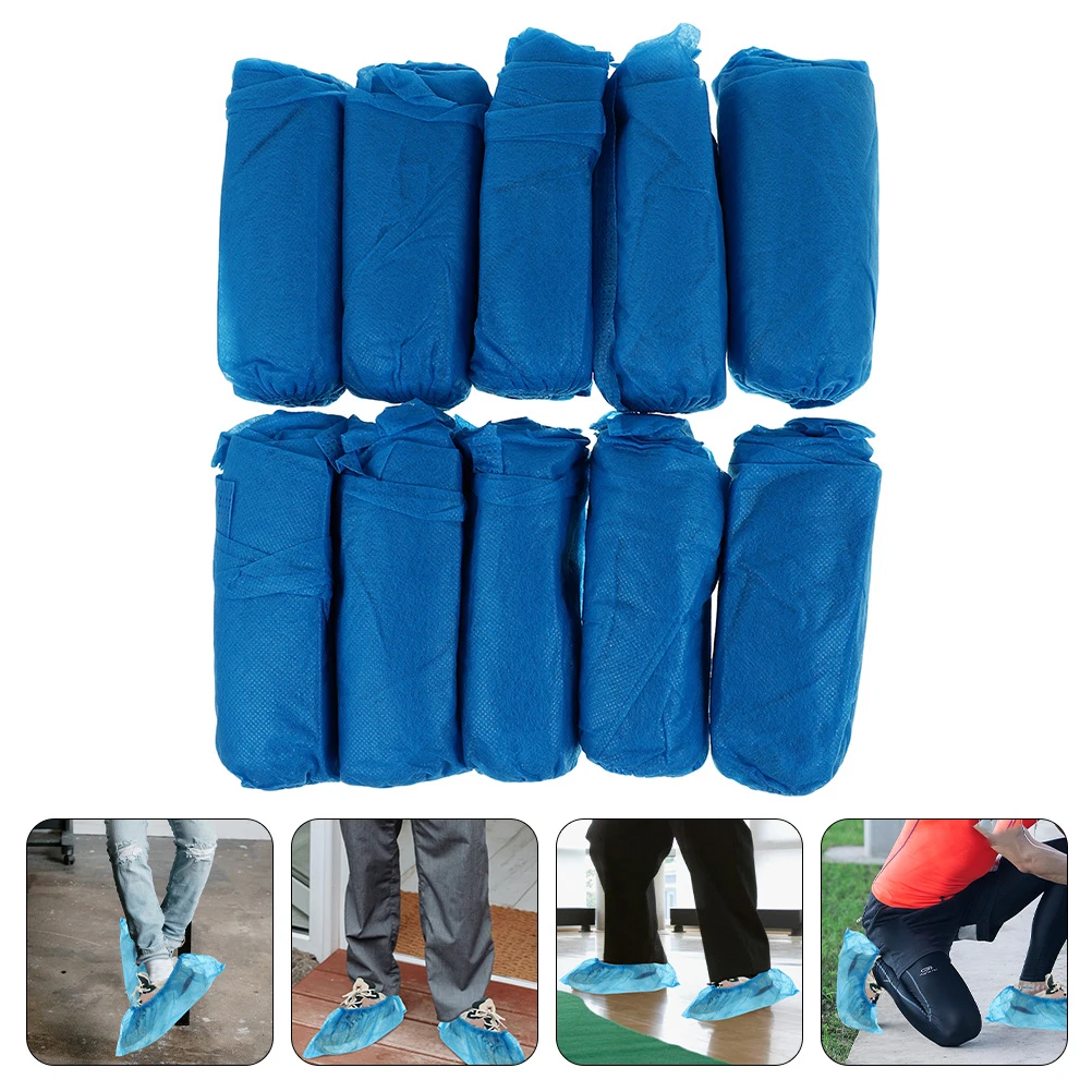 

50 Pcs Non-slip Disposable Shoe Covers Waterproof Overshoes Dustproof Indoor Rain Protector PE Material Labor Protection
