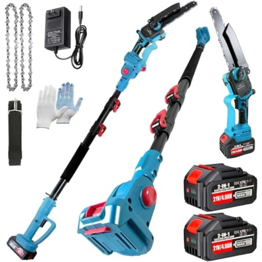 2-in-1 Electric Pole Saws for Tree Trimming with 8 Inch Mini Chainsaw and