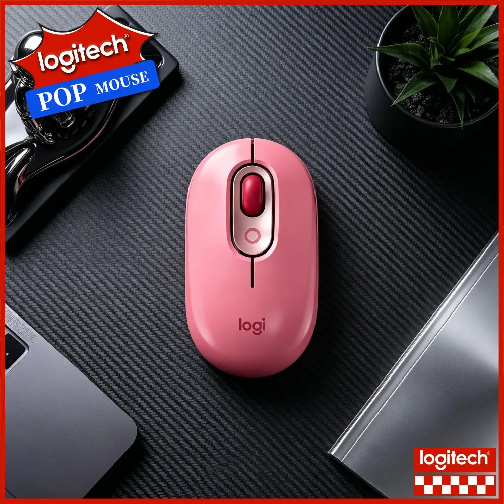 Comfort Touch Wireless Mouse Logitech M350 POP Multi Device Connect Mute Buttons For Laptop Desktop Mac Home Usage