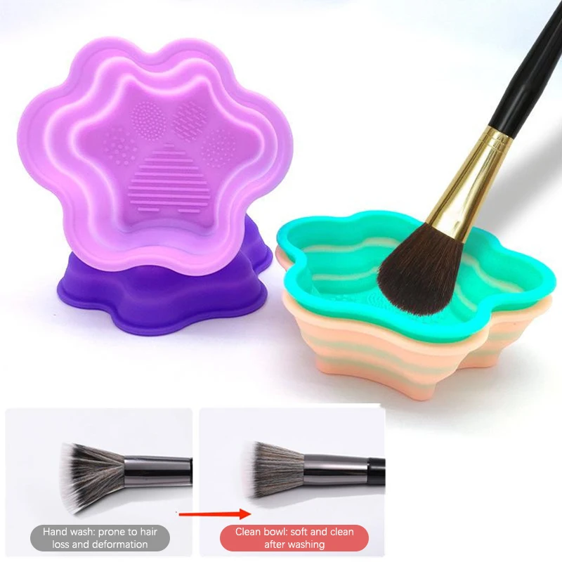 Limpiador de brochas de maquillaje de silicona, cuenco de limpieza plegable, cepillos de sombra de ojos, esterilla suave, herramientas de belleza, caja de depurador