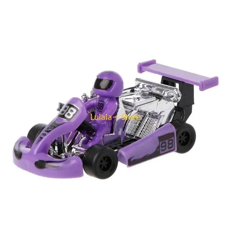 Y4QA Modello auto in lega Go-Kart gioco corse veicolo sportivo motore in plastica tirare indietro giocattolo