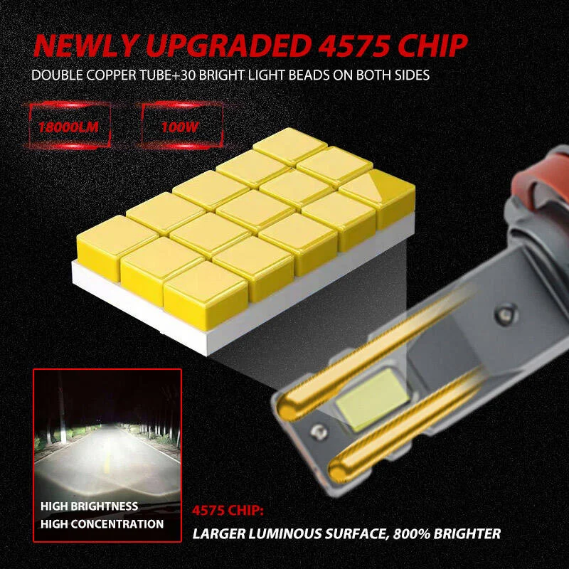 2 قطعة H1 H7 H11 9005 9006 9012 5202 H4 سيارة LED المصابيح الأمامية الضوء الأبيض 12 فولت 100 واط 800% أكثر إشراقا Canbus خطأ مجاني التوصيل والتشغيل