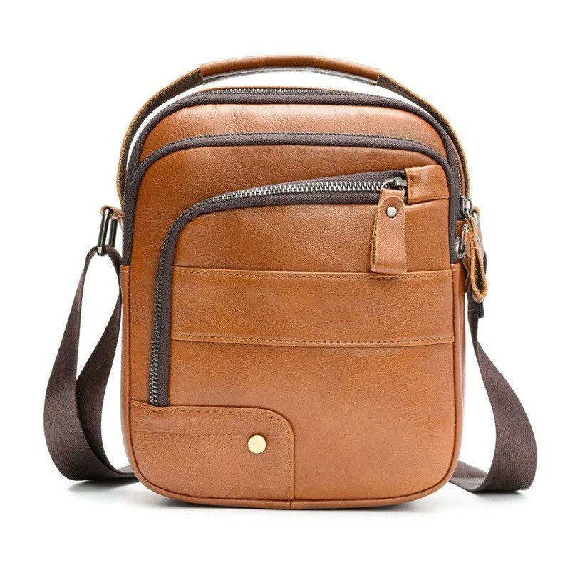 

SmallGenuine Leather Bag for Man Fashion Real Cow Leather Satchel Male 2025 New Boy's Shoulder or Crossbody Bag