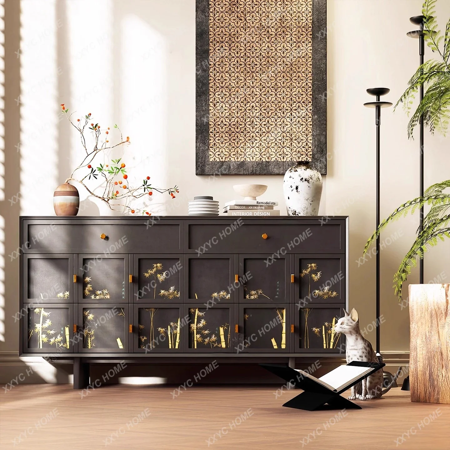 

Простой классический домашний буфет, тумба для хранения, буфет из массива дерева