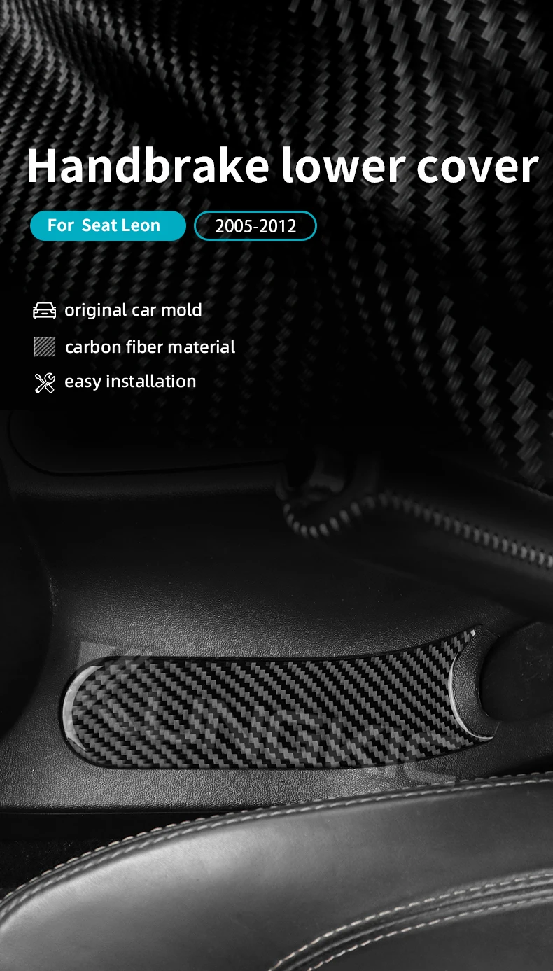 Real Soft Carbon Fiber Aufkleber für Seat Leon MK2 1P 2005 2006 2007 2008 2009 2010 2011 2012 Auto Handbremse Panel Trim Zubehör – Detail 1