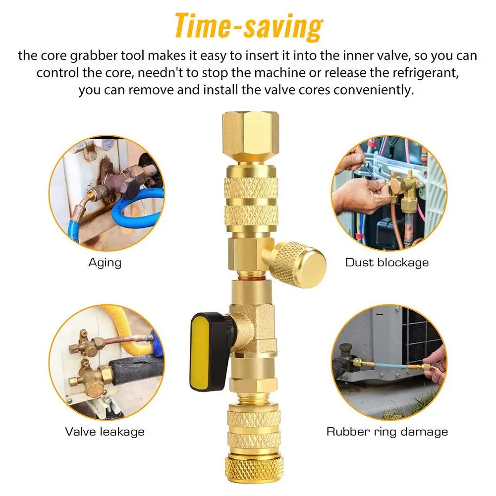 

Air Conditioning Valve Core Wrench Needle Remover Installer Tool Air Conditioning Line Repair Tools for R410a R22 C1F8