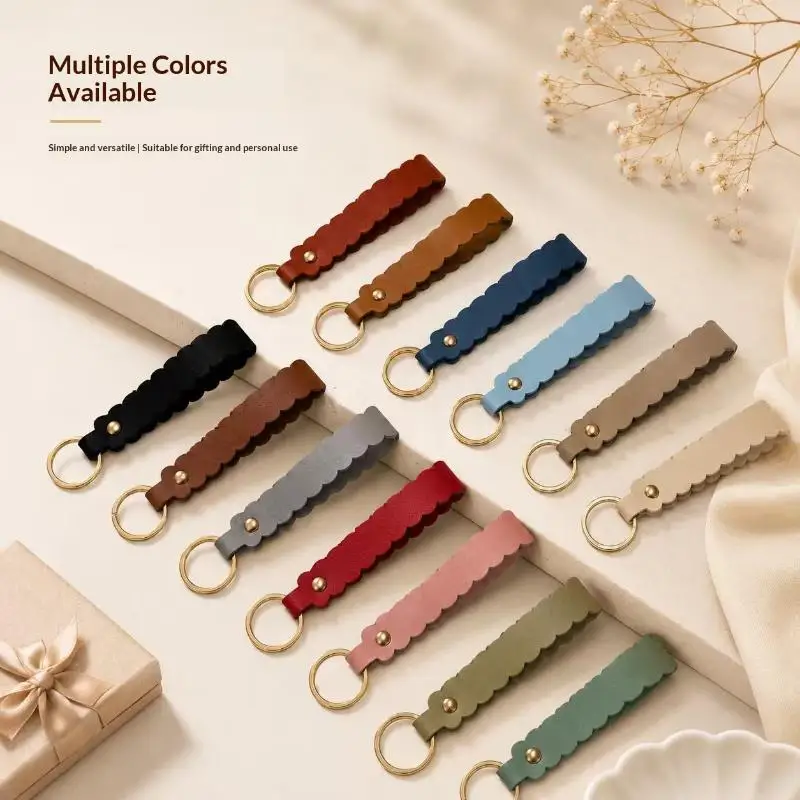 1 Stück Schlüsselanhänger mit gewelltem Lederkanten-Design, mehrfarbig, tragbarer Taschenanhänger für Damen, ideal als Geschenk für den täglichen Gebrauch. – Detail 6