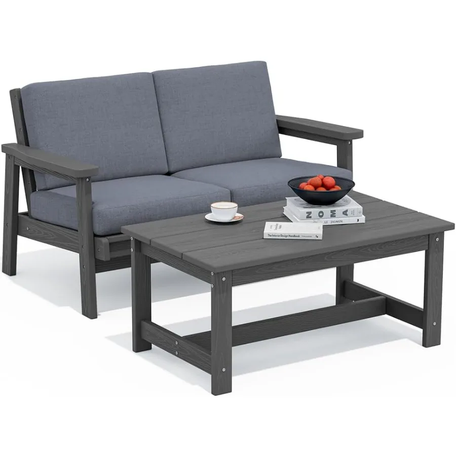 

Outdoor Loveseat with Grey Frame and Grey Cushion for Garden Patio Deck Balcony Relaxation and Leisure Sitting Comfortable and