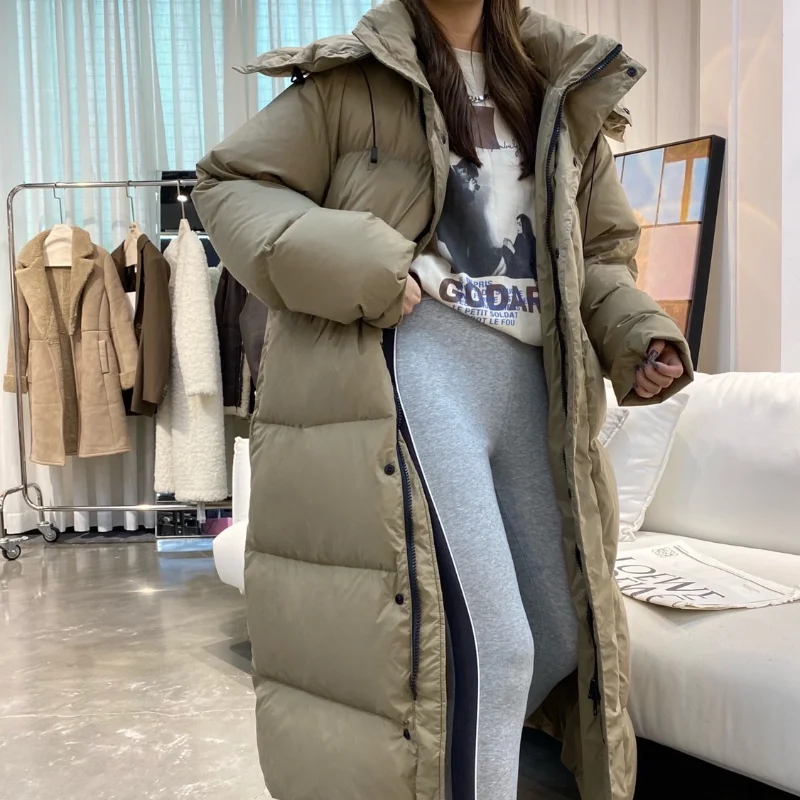 Long Winter Coat for Women, Female Hooded Jacket, Korean Fashion, Padded Parka, Loose Casual Outwear, Thicken Warm Coats, New