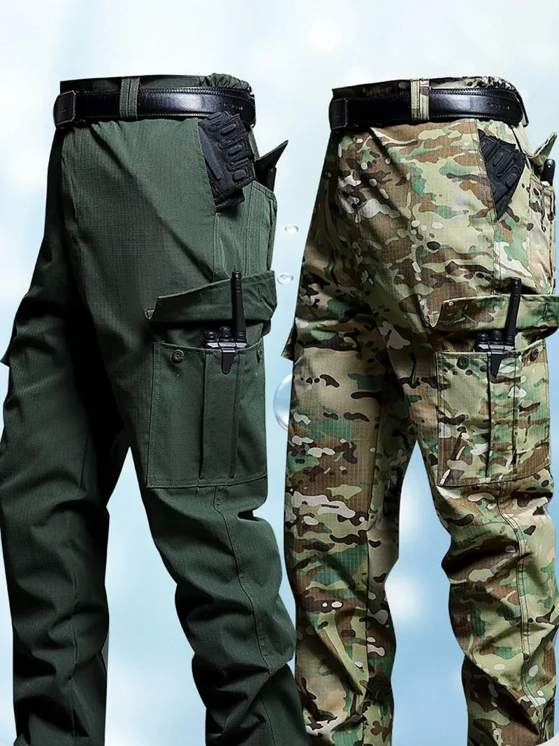 Verschleißfeste Cargohose für Herren, lässige Arbeitshose, Stretch-Hose, atmungsaktiv, mit mehreren Taschen, für den Außenbereich, wasserdicht, für Training, Wandern, für Herren – Detail 4