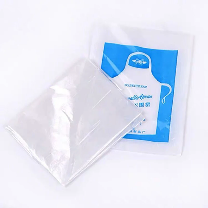 50/100pcs Disposable Plastic Aprons Eco Flat Pack Protection Body Clear Waterproof Gowns Individually Packing