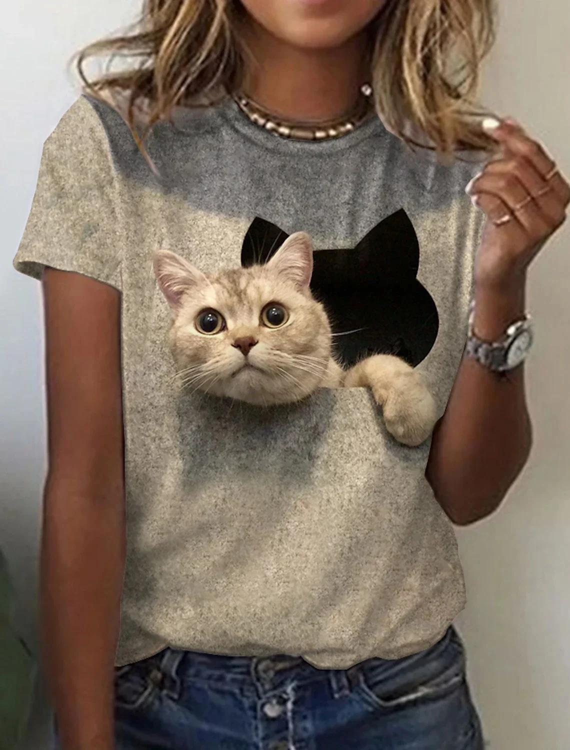 Summer Women Kawaii Dogs Cats Printed T-Shirt Female Fashion Trend Tops Ladies Casual Short Sleeve Clothing Girls O-Neck Tees