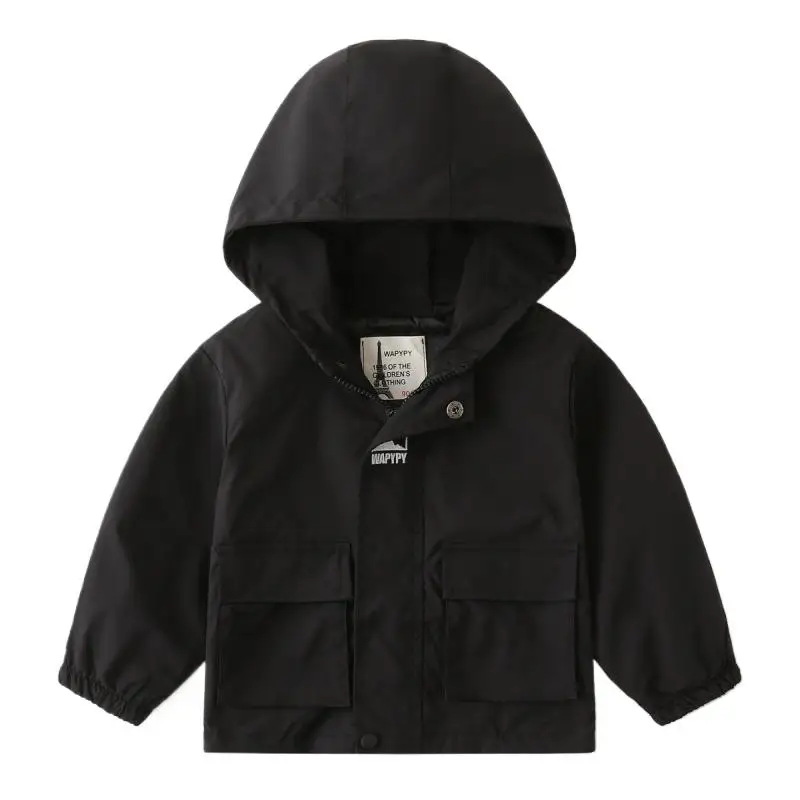 2024 Autumn Children Boys Outerwear Coat Loose Solid Windbreaker Toddler Boys Jackets Casual Zipper Hooded Infant Baby Boy Coats