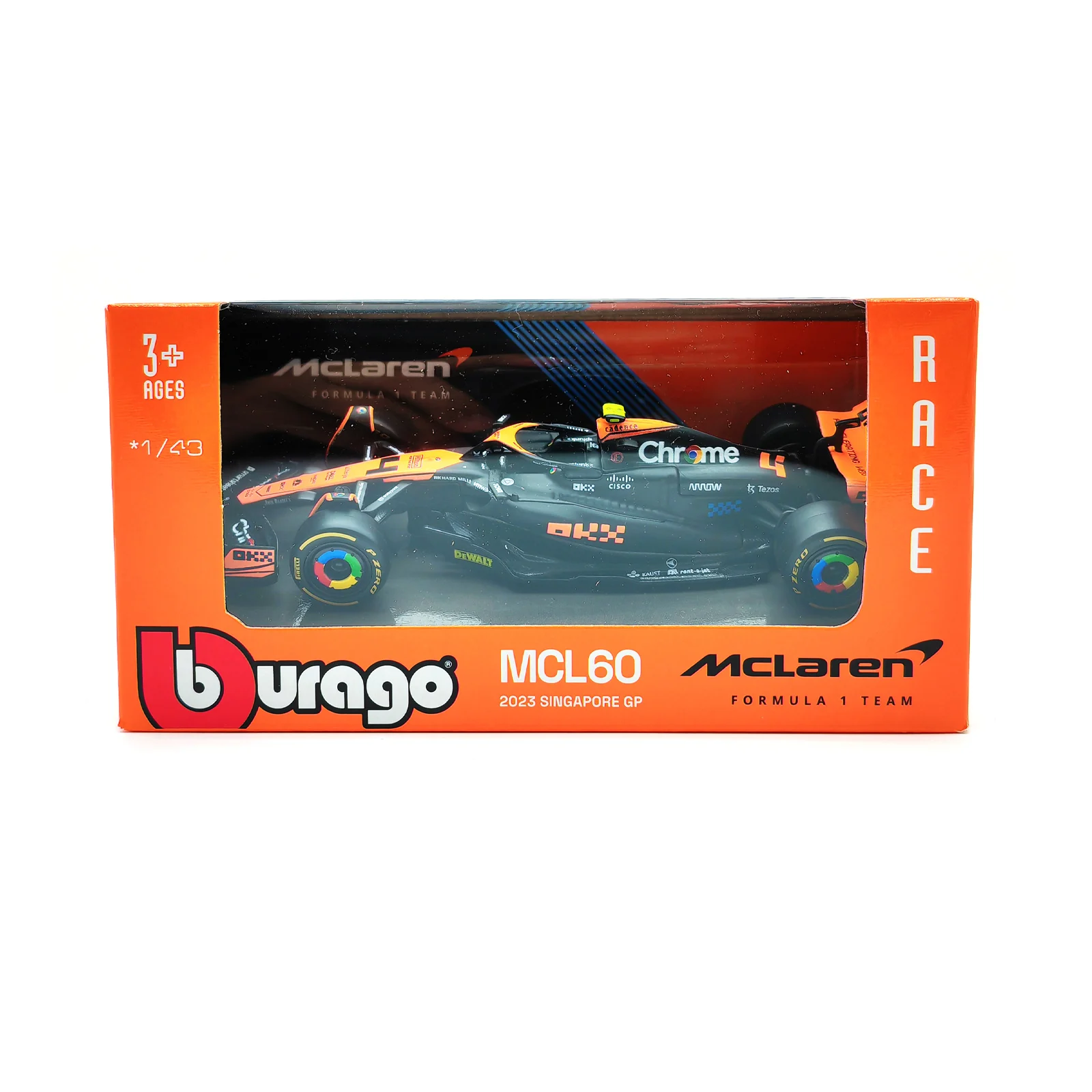 Bburago 1:43 2023 Mclaren Singapore MCL60 F1 Formula Car Die Cast Vehicles Collectible Model Racing Toys