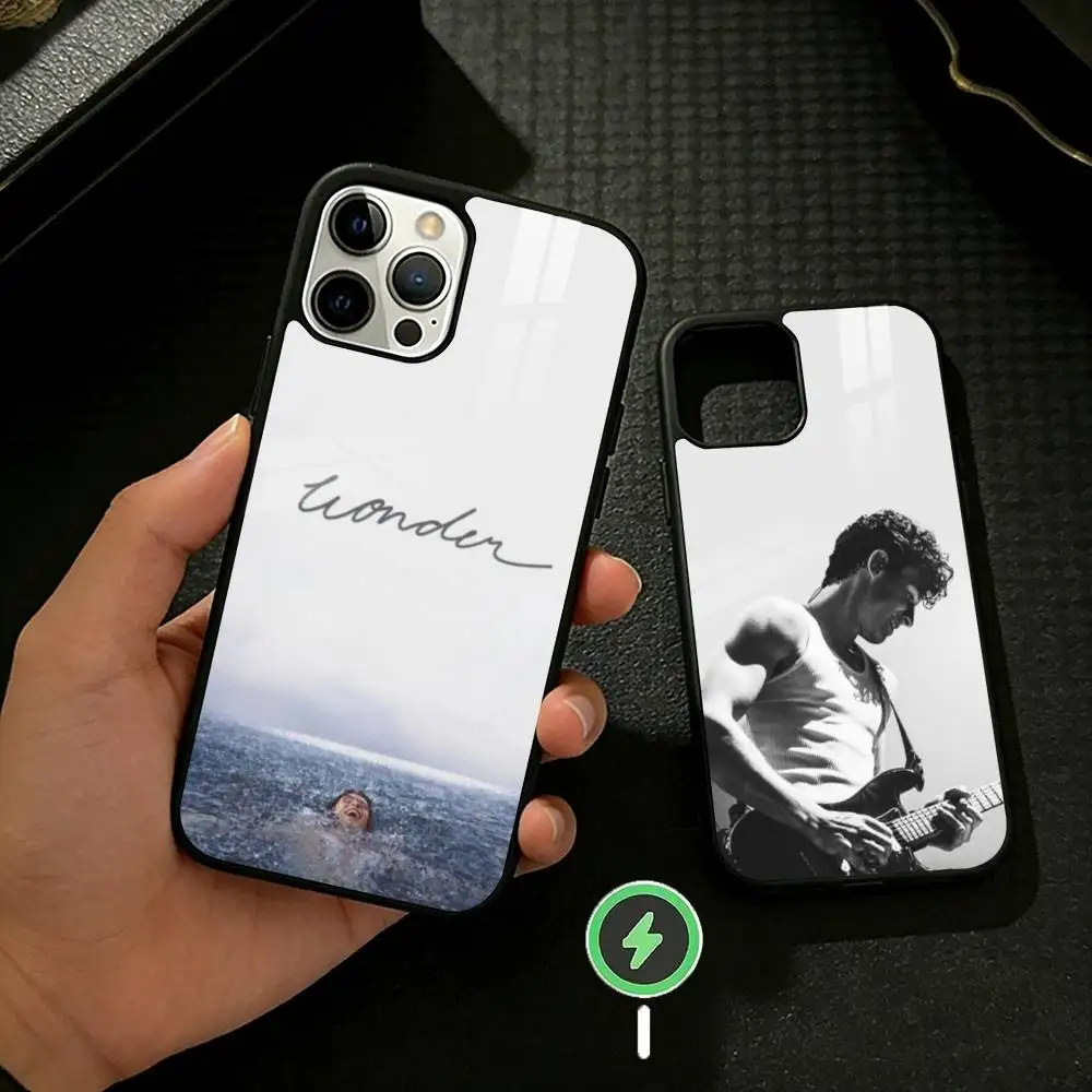 

S-Shawn Mendes Handwritten Wonder Phone Case For iPhone 17 16 15 14 13 12 Pro Max Plus for Mirror Wireless Magnetic Cover