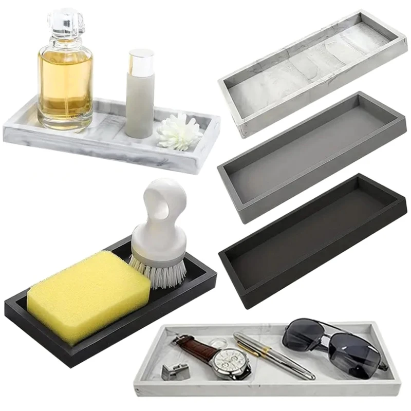 Countertop Soap Dispenser Tray Silicone Tray For Bathroom Kitchen Hands Soap Shampoo Perfume Storage Trays Bathroom Accessories